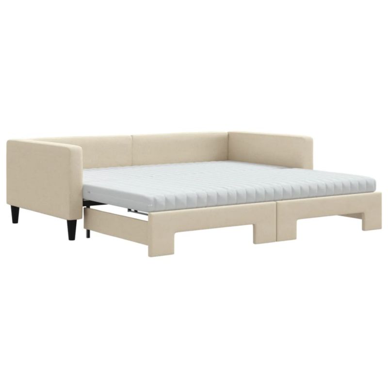 Sofa rozkładana WaszeMeble 100x200 cm Kremowy tkanina WM-3196605 1 szt.