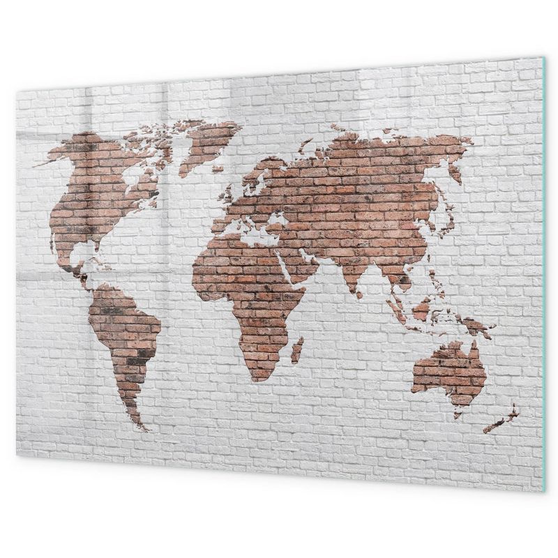Tablica Magnetyczna Do Pisania Tulup 90x60 cm Tynkowana ceglana mapa świata Z magnesami, gąbką i Czarny marker 1 kpl
