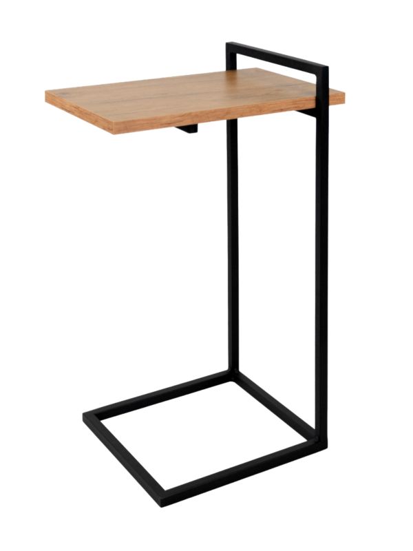 Stolik pomocniczy typu C Uptrend Lille wsuwany pod kanapę, metalowy stelaż, jasne drewno 1 szt.