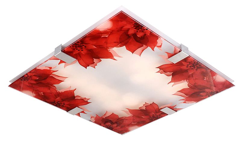 Plafon sufitowy nowoczesny Candellux Rapsody chromowany czerwony LED 18W 3000K 620lm IP20 wym: 10 x 40 x 40 cm szkło - 1 szt.