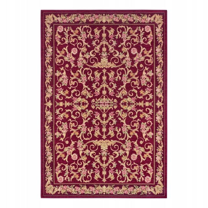 Dywan 75x150cm, antypoślizgowy, bordowy, wzór tradycyjny marki Hanse Home do kuchni, 1 szt.