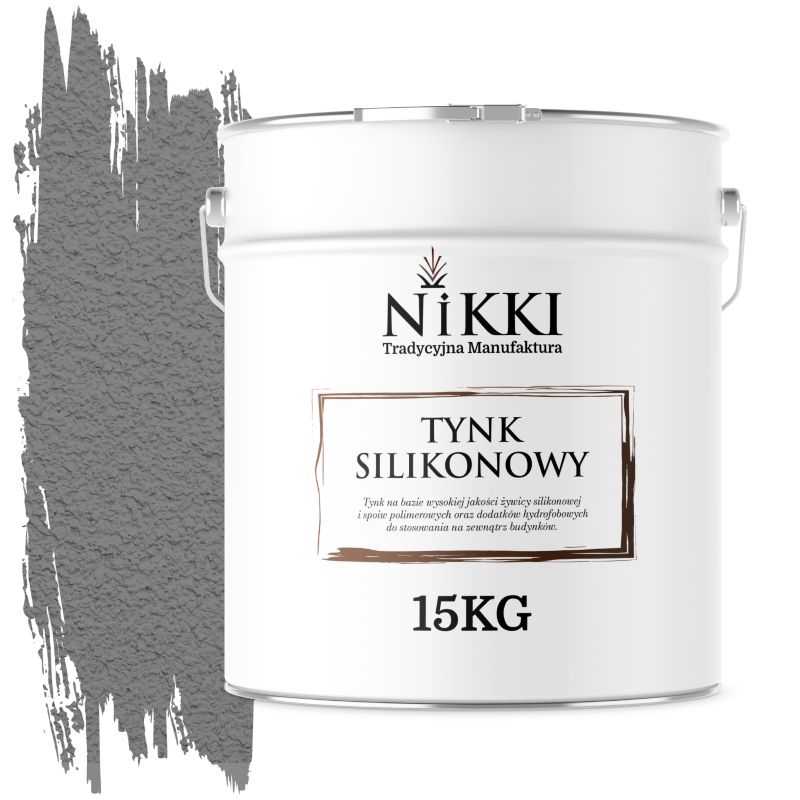 Tynk Silikonowy NIKKI do Elewacji i Fasad Baranek Szary Stalowy F265 3mm 15KG