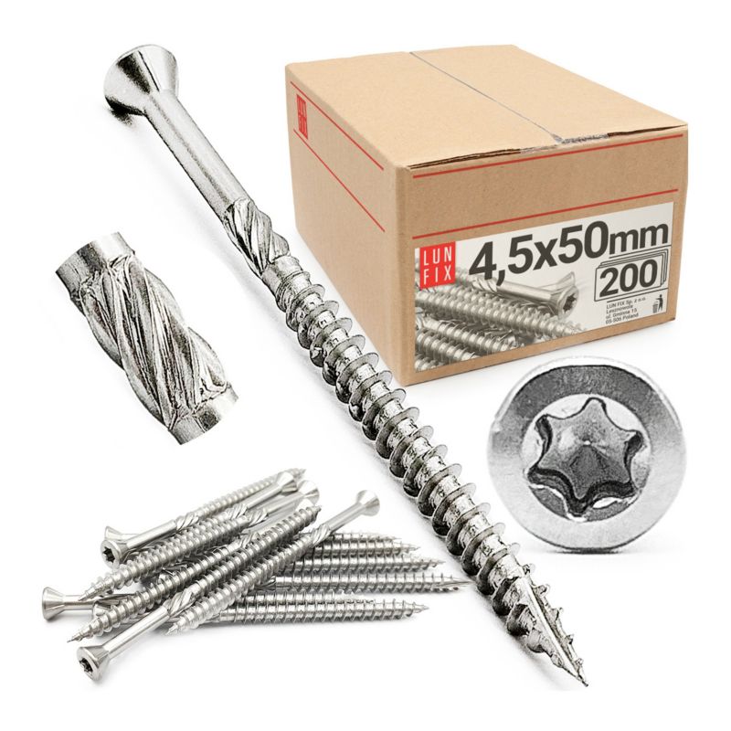 Wkręty tarasowe Lun Fix nierdzewne 4,5x50mm 200szt.