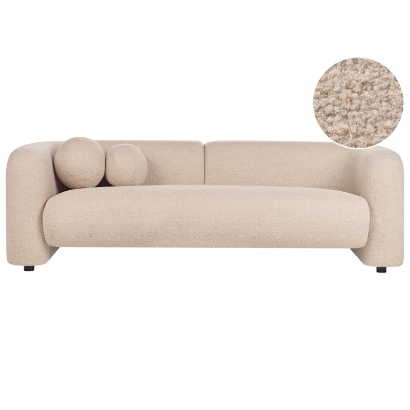 Sofa dla 3 osób Leiren Boucle Beżowy 1 szt.
