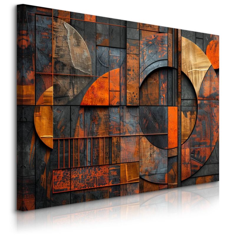 Obraz Muralo Do Salonu Abstrakcja Okręgi Imitacja Drewna Metal 40x30 cm 1 szt.