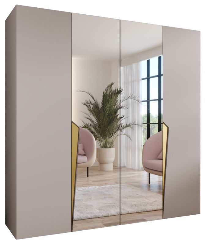 Szafa uchylna z lustrem z lustrem otwierana Abiks PIANO 2 200 wys 202 cm Kaszmir + Złoty 1 szt