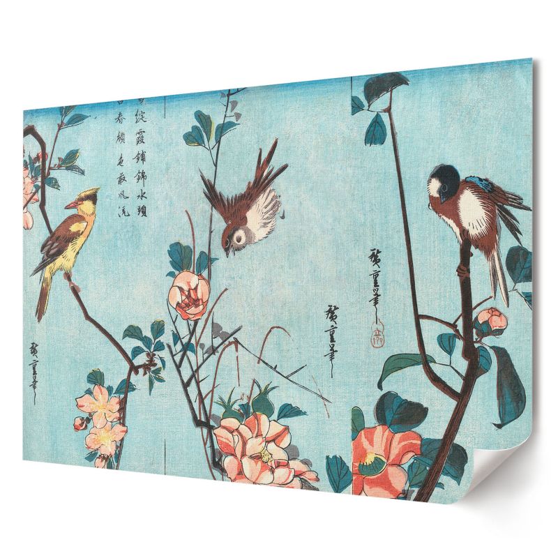 Plakat na ścianę Wallfluent Format A2 Ptaki i kwiaty Artysta Utagawa Hiroshige 1 szt.