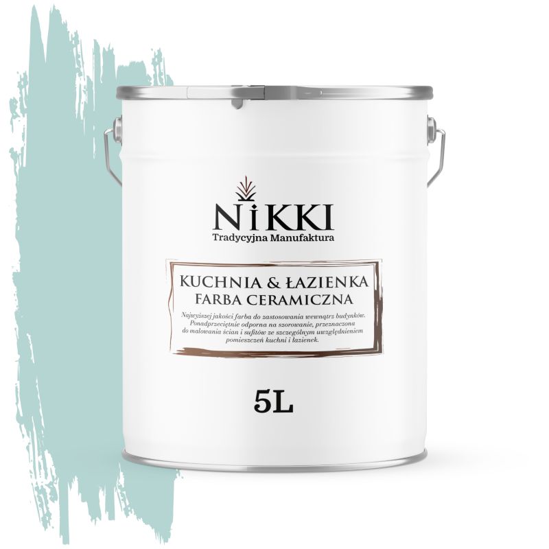 Farba Ceramiczna do Kuchni i Łazienki Zmywalna NIKKI Miętowy jasny H1561 Głęboki Mat 5L