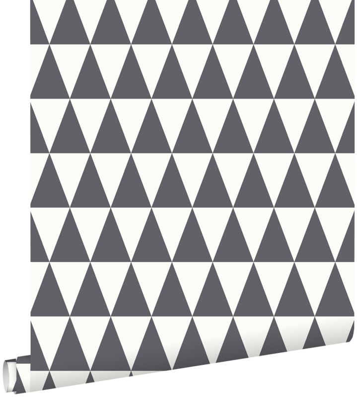 Tapeta ESTAhome graficzne trójkąty geometryczne ciemnoszarymIbiałym matowym 53 cm x 10.05 m - 1 rol.