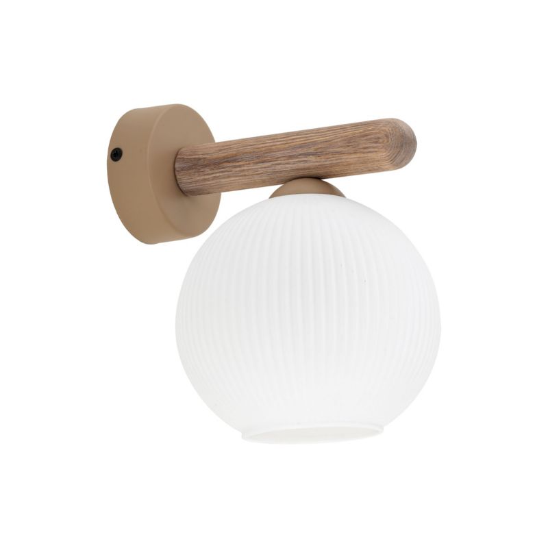 Kinkiet TK-Lighting Virlo drewno klosz kulka mleczna 1Xe14 - 1szt.