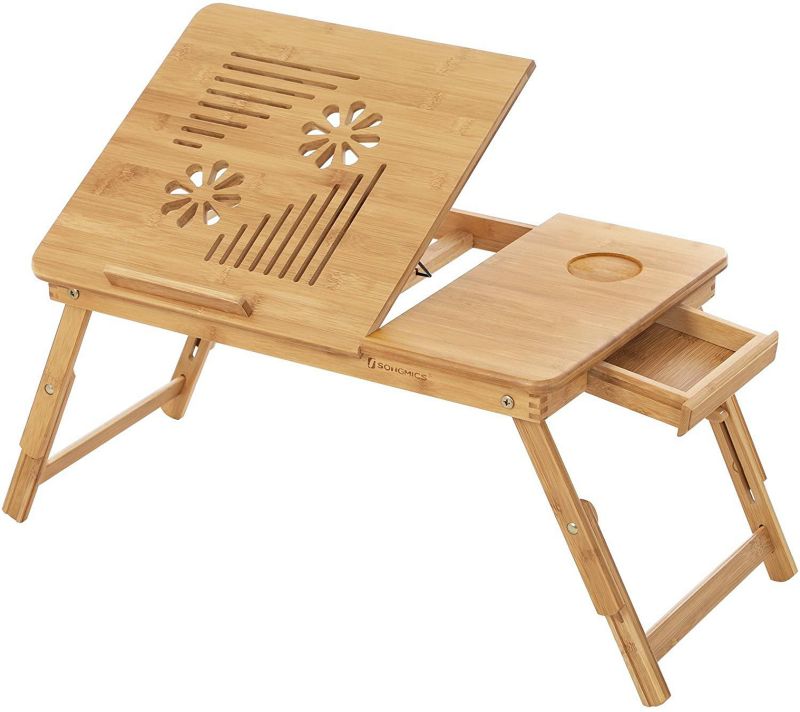 Stolik pomocniczy pod laptopa Songmics bambus rozkładane 55x35x29 cm 1 szt.