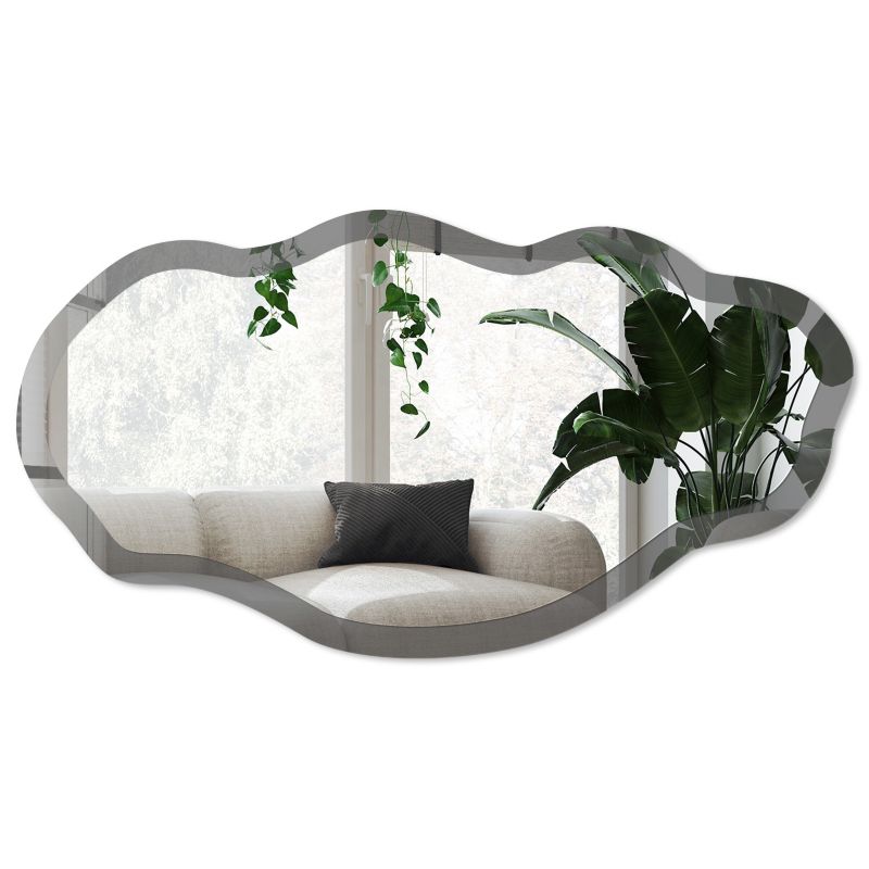 Lustro nieregularne w ramie Wallfluent 52x97 cm Szary ciemny Do przedpokoju / do holu / do korytarza Styl boho 1 szt.