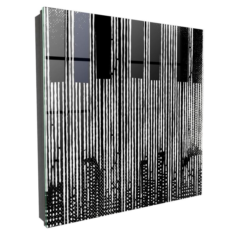 Skrzynka Na Klucze Szkło Hartowane Tulup 30x30 cm Geometryczne linie - Czarna - Otwierana na prawo 1 szt.