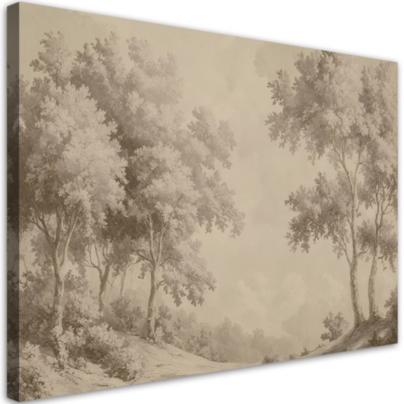 Obraz do salonu sypialni Feeby Las Drzewa Krajobraz Retro 90x60 cm 1szt