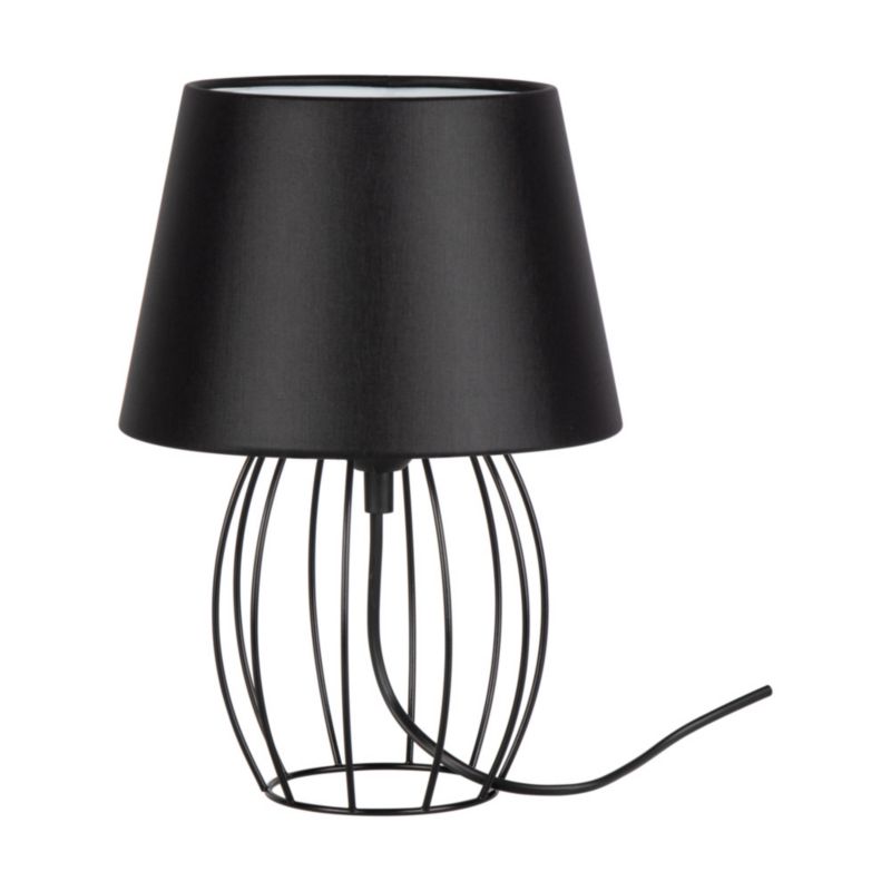 Lampa Stołowa SPOT Light 1xE27 Max.25W Industrialne Połączenie Czerni z Czarną Tkaniną, Polski Producent, 1 szt.