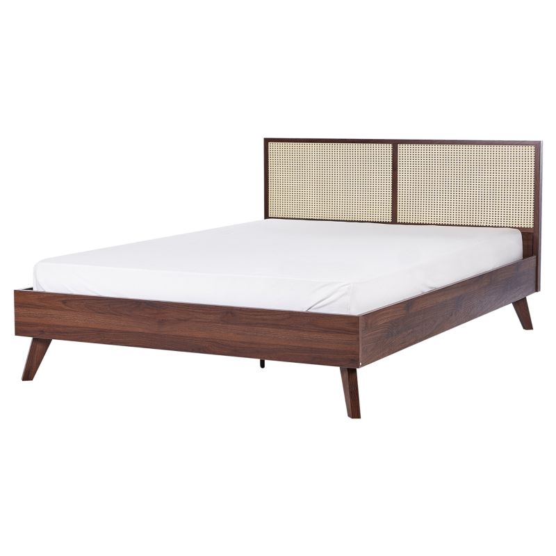 Łóżko Rattan Monpazier 160 x 200 cm Ciemnobrązowy 1 szt.