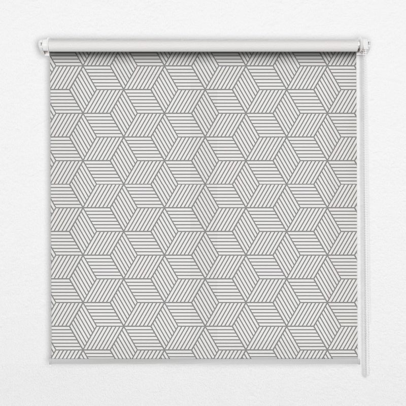 Roleta Do Okien Tulup 120x140 cm Kwadraty 3D W Paski Montaż do ściany/sufitu 1 szt.