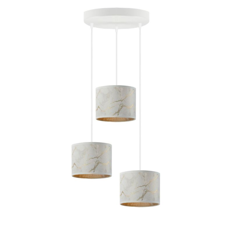 Lampa wisząca Volta Light Factory zwis żyrandol sufitowa z abażurami walec Biały marmur JAZZ Z3 1szt.