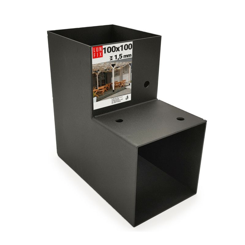 Łącznik do belek Lun Fix 2 końce L 10x10 cm czarny 1szt.