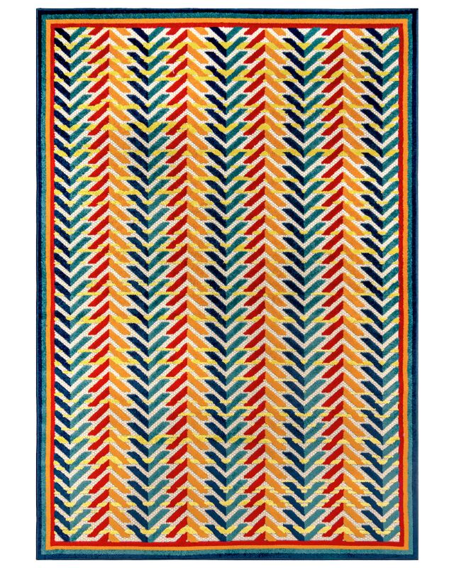 Dywan zewnętrzny/wewnętrzny nowoczesny 120x170cm Fano Frecce Mazovia - wielokolorowy, niebieski, abstrakcyjny, geometryczny, 1szt.