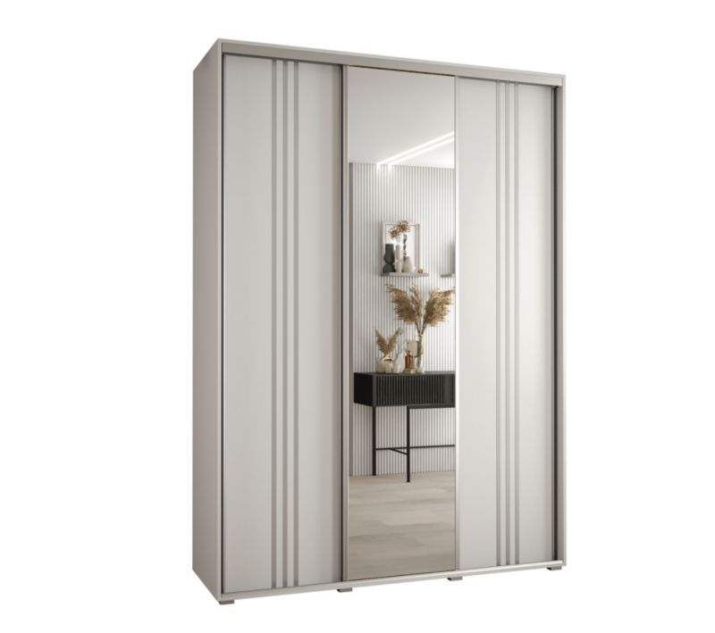 Szafa przesuwna Abiks DAVOS 7 wysoka szer.180cm gł.60cm biały/biały/srebrny 1szt.
