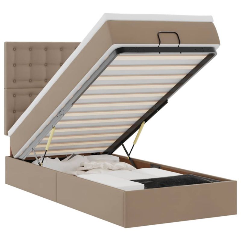 Łóżko otomana WaszeMeble z materacem 100x200 cm Cappucino ekoskóra ze schowkiem WM-3312990 1 szt.