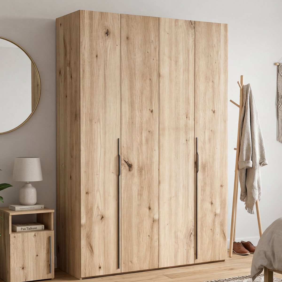 Duża szafa do sypialni otwierana 200 cm dąb artisan BREND