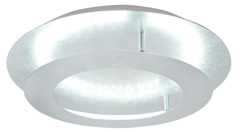 Srebrny plafon sufitowy LED 50 cm do salonu MERLE okrągły