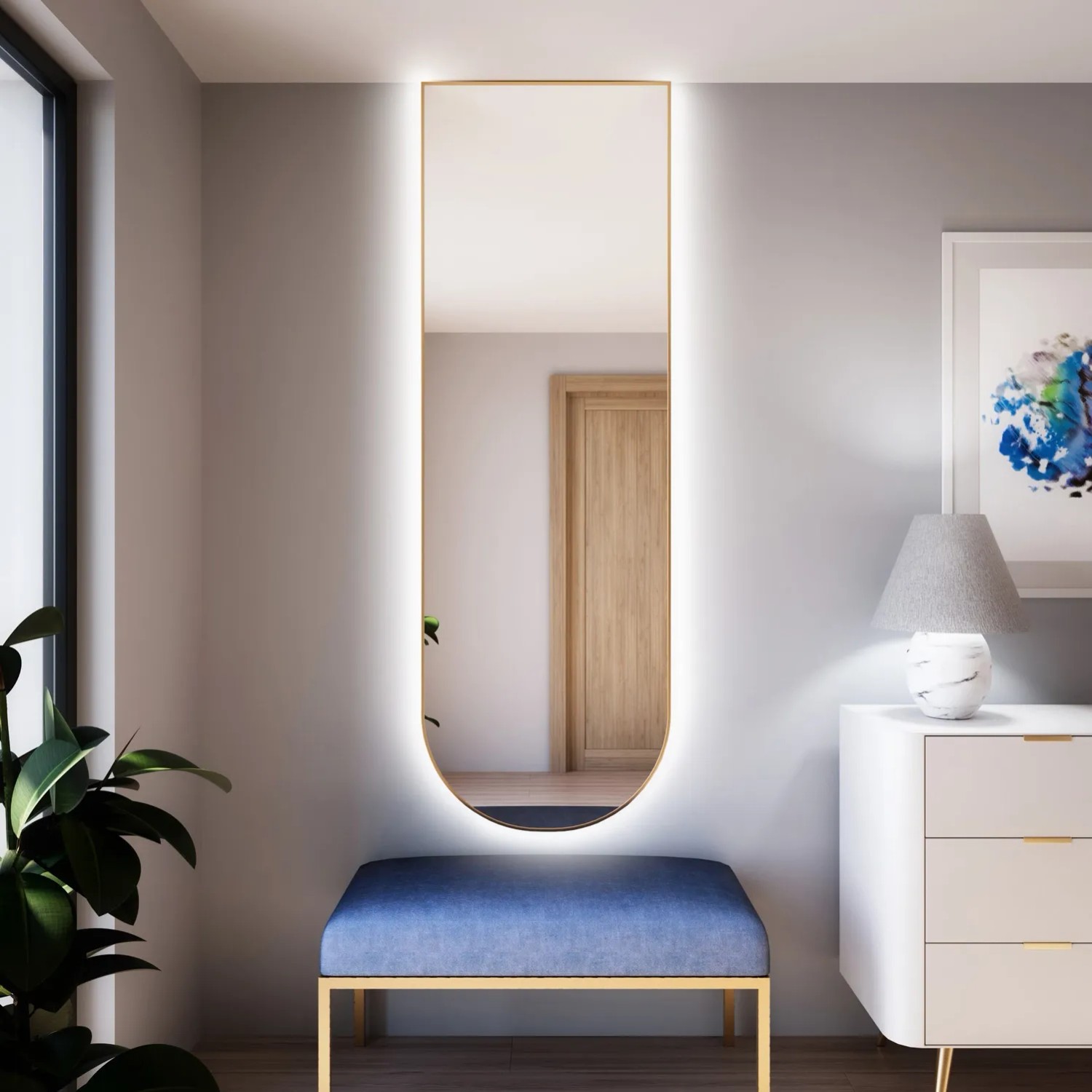 Lustro LED Pastille Cut Złote Neutralne 110x50