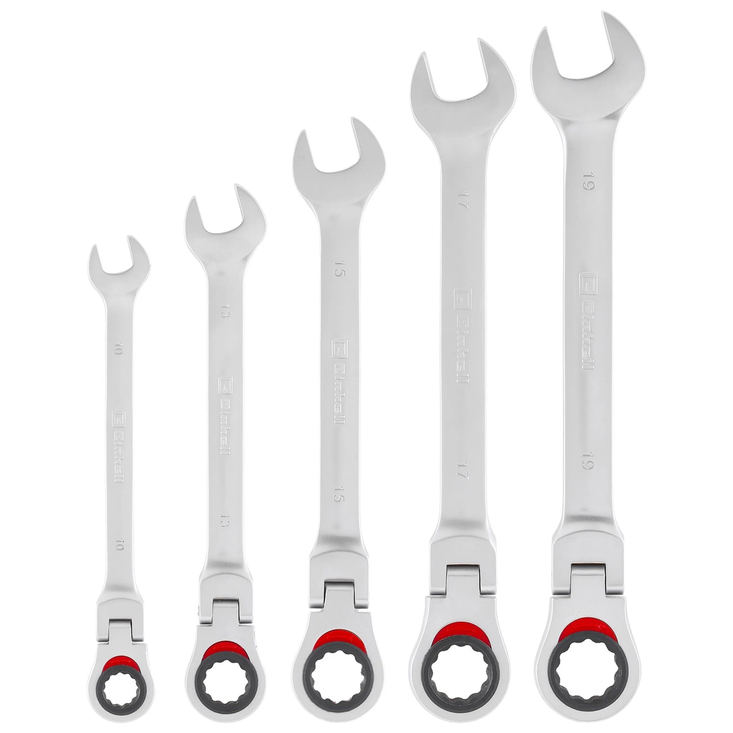 Einhell Zestaw kluczy płasko-oczkowych z grzechotką przegubową 10-19 mm - 5 cz.
