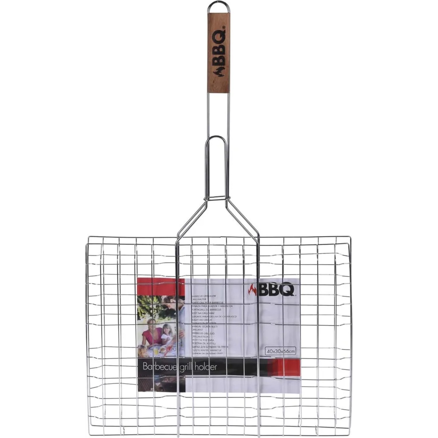 Ruszt BBQ otwierany drewniany uchwyt - 40 x 30 x 66 cm