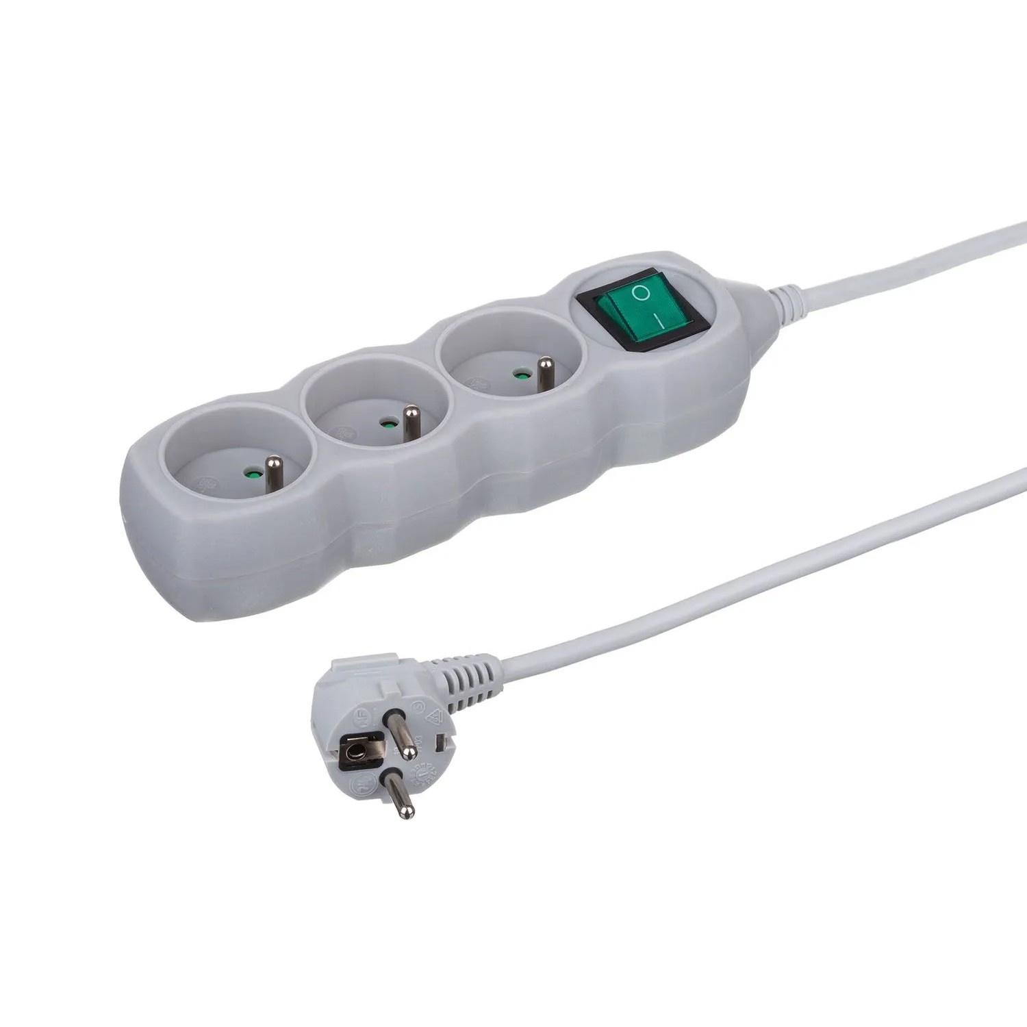 Düwi Przedłużacz listwowy 3-gniazdowy z włącznikiem 2P+Z 3x1,0 mm2 szary 3 m