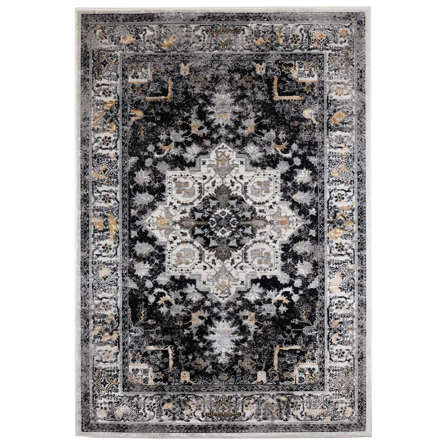 Dywan GRISS 80x150 cm klasyk przecierka czarno-beżowy