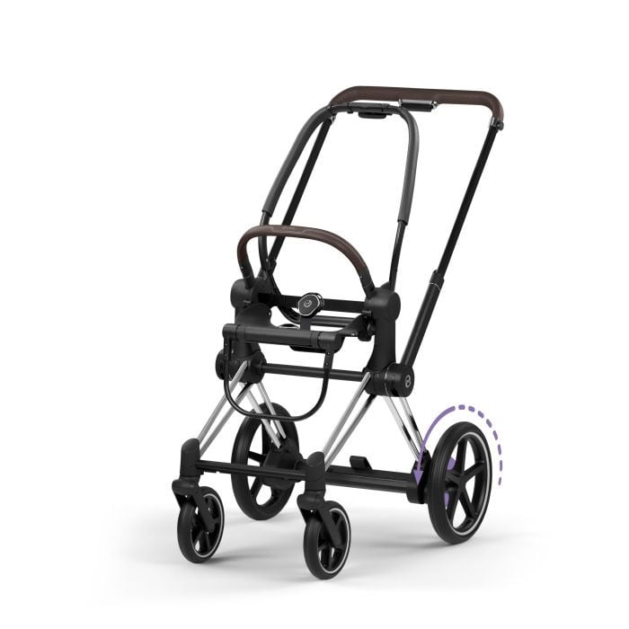 Cybex e-Priam 5.0 Style Frame - rama ze stelażem siedziska-Chrome (with brown leather)