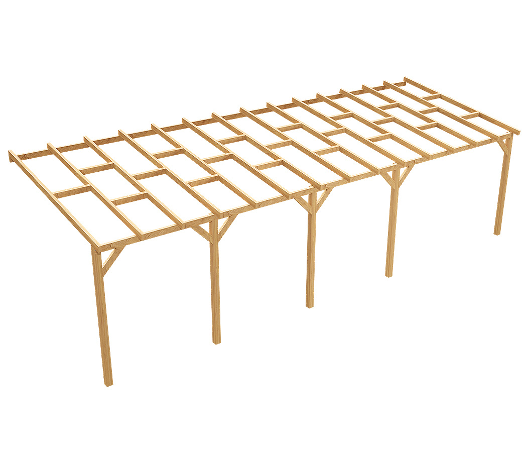 Zadaszenie tarasu 300 x 858 cm pergola ogrodowa przyścienna drewniana