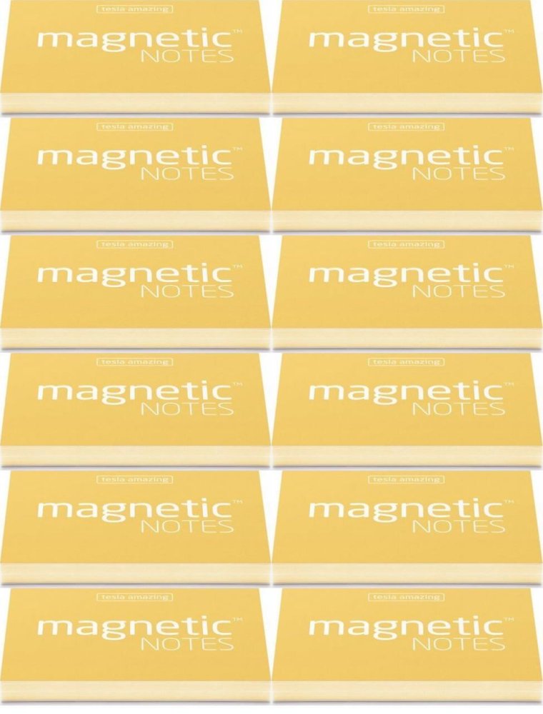 12x Karteczki elektrostatyczne Magnetic, 100x70mm, 100 sztuk, żółty pastelowy