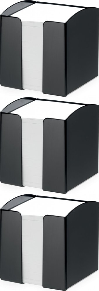 3x Pojemnik z białymi karteczkami Durable Trend, 100x105x100mm, 800 karteczek, czarny