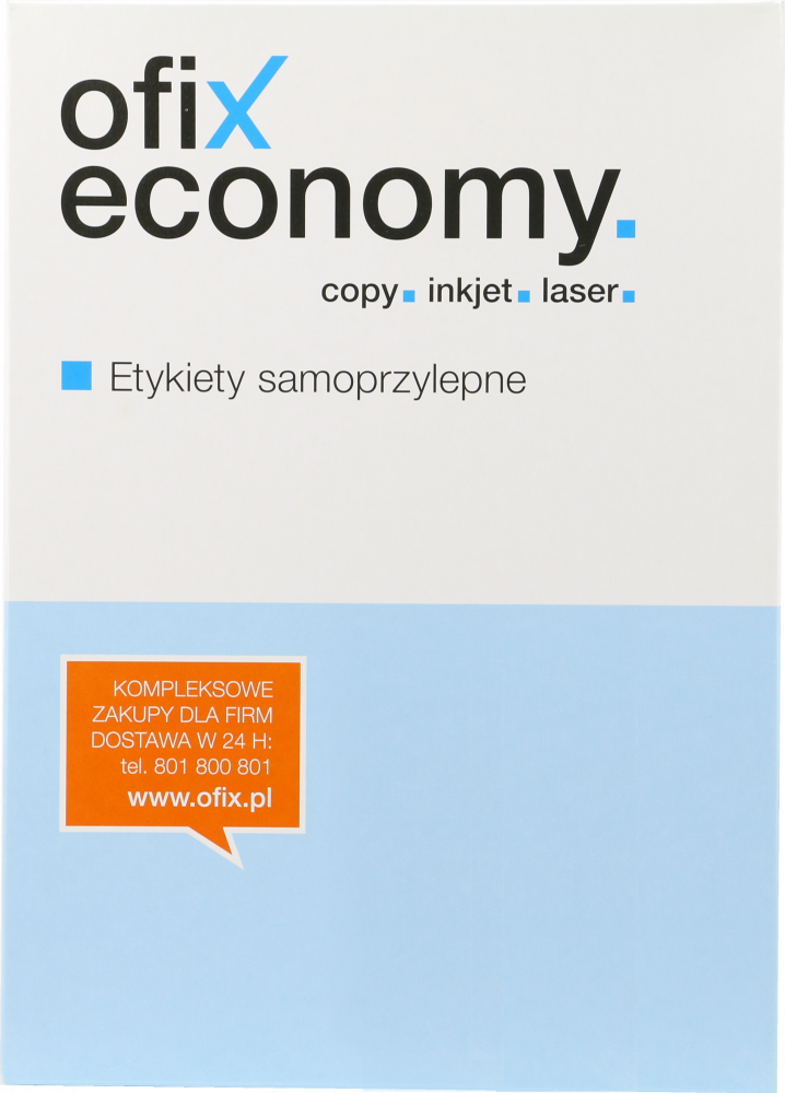Etykiety samoprzylepne Ofix Economy, 52.5x21.2mm, 100 arkuszy, biały
