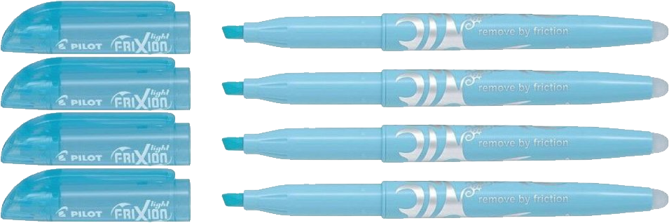 4x Zakreślacz wymazywalny Pilot, Frixion Light Soft, ścięta, 4mm, niebieski pastelowy