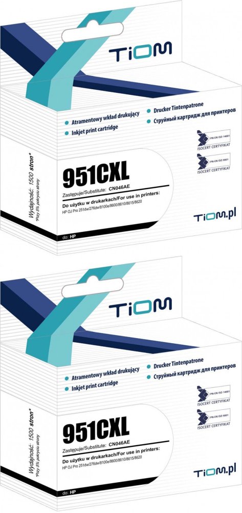 2x Tusz Tiom Ti-H951CXL (CN046AE), 1500 stron, cyan (błękitny)