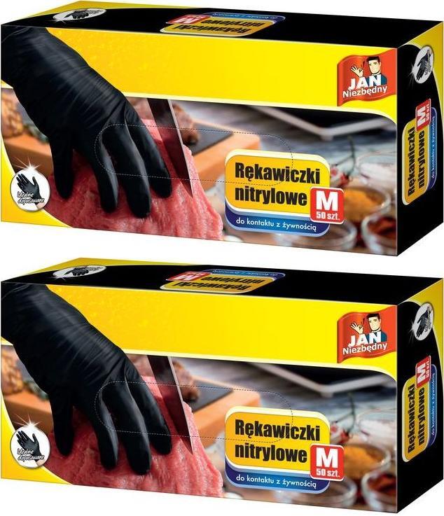 2x Rękawiczki jednorazowe Jan Niezbędny, rozmiar M, 50 sztuk, czarny