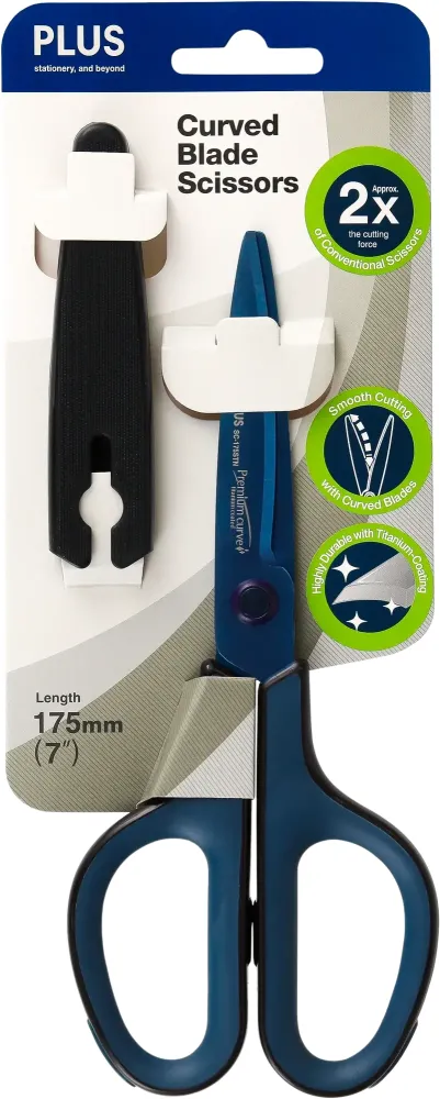 Nożyczki Plus Premium Titanium, tytanowe, 17.5cm, niebieski