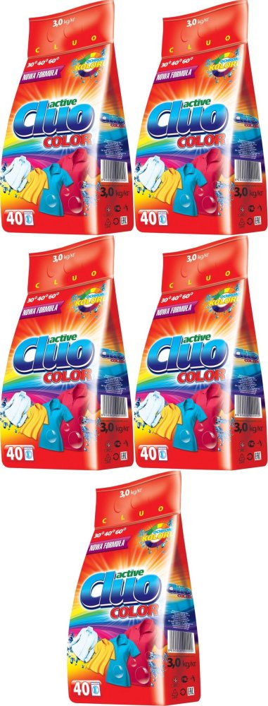 5x Proszek do prania koloru Cluo Active, 3 kg