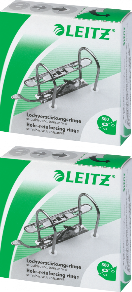 2x Pierścienie wzmacniające do segregatorów Leitz, samoprzylepne, 500 sztuk, mleczny
