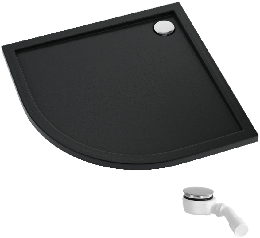 Darmowa Dostawa - Brodzik półokrągły z syfonem 90x90 cm czarny Schedpol Caspar New Black Matt 32334CMG