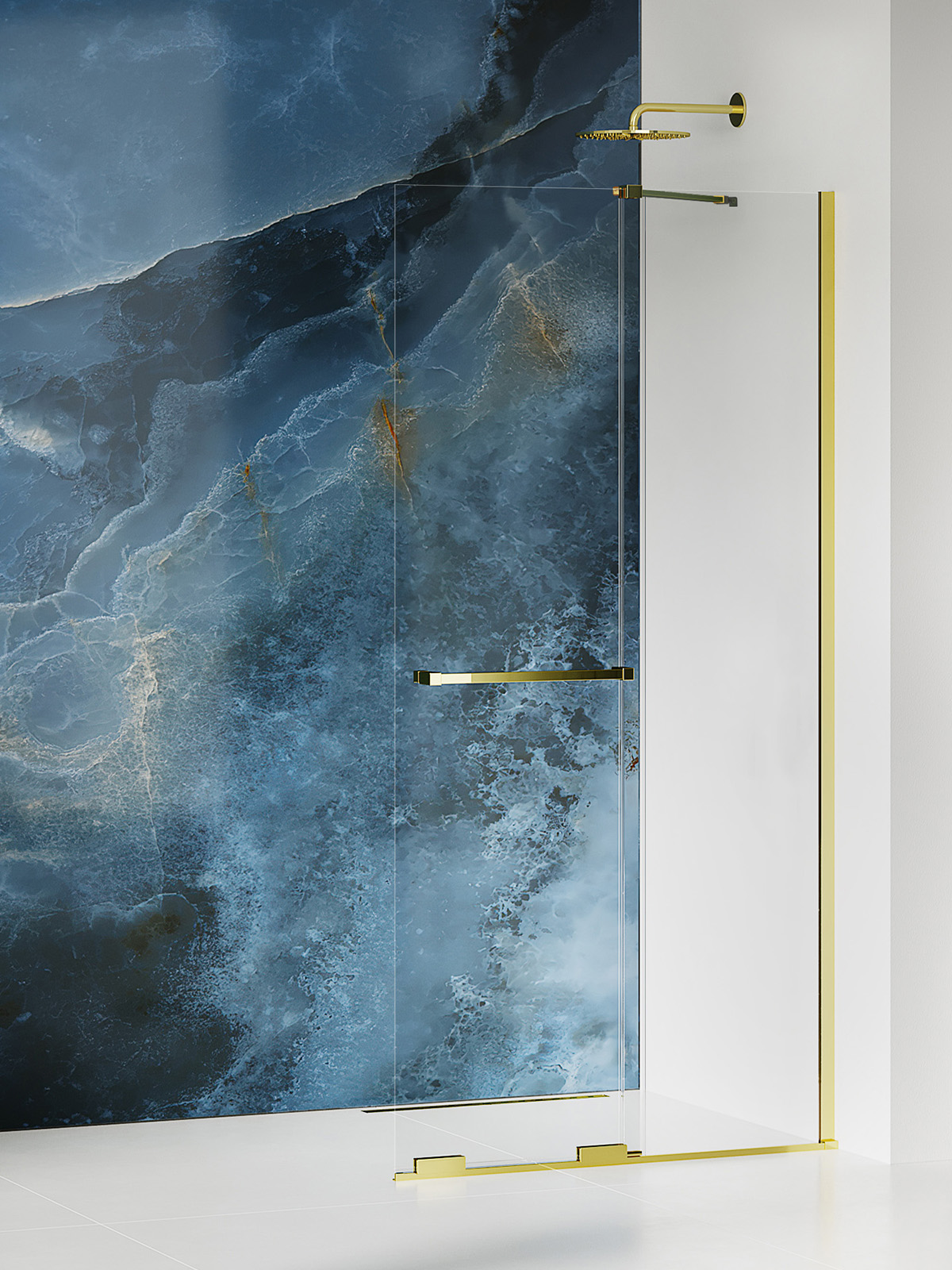 Darmowa Dostawa - Ścianka prysznicowa walk-in 120 cm złoty połysk/szkło przezroczyste New Trendy Smart Light Gold EXK6731WU