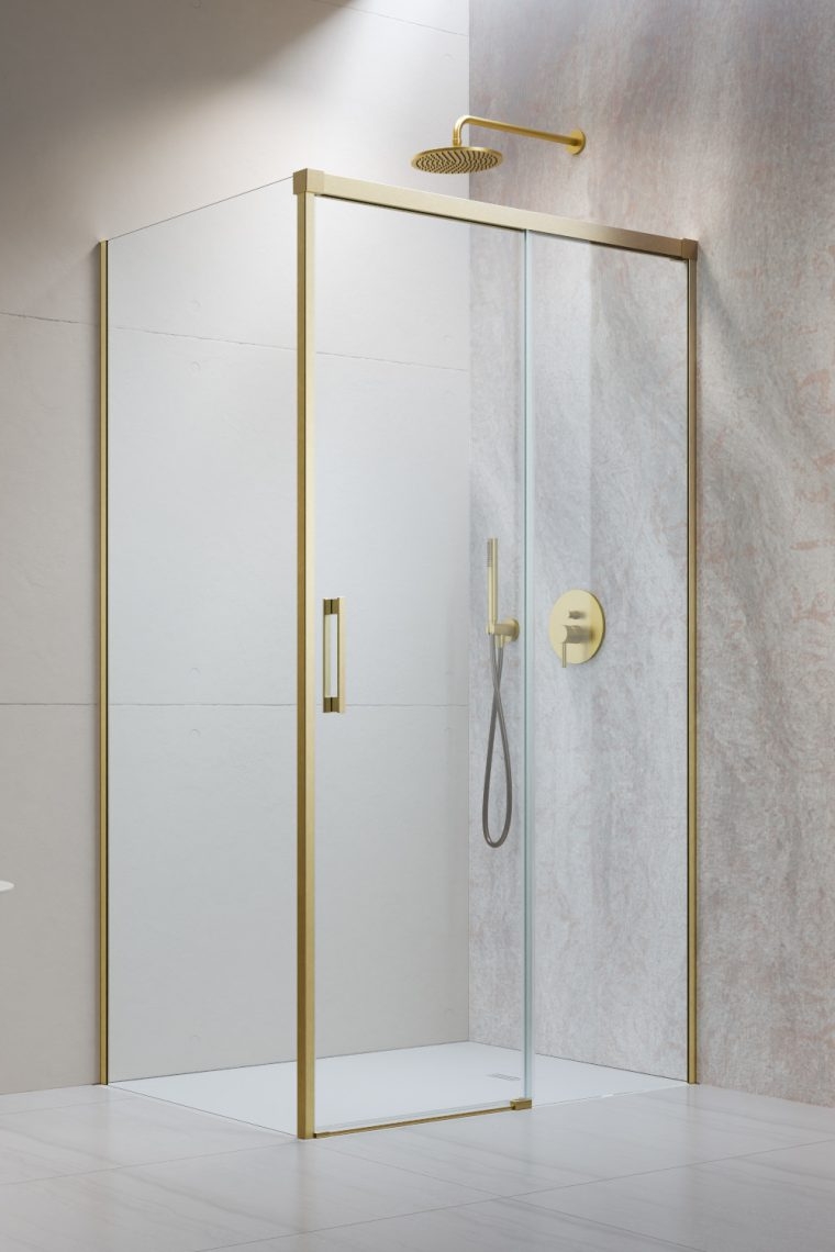 Radaway Idea S1 ścianka prysznicowa 90 cm złoty szczotkowany/szkło przezroczyste 387050-99-01L