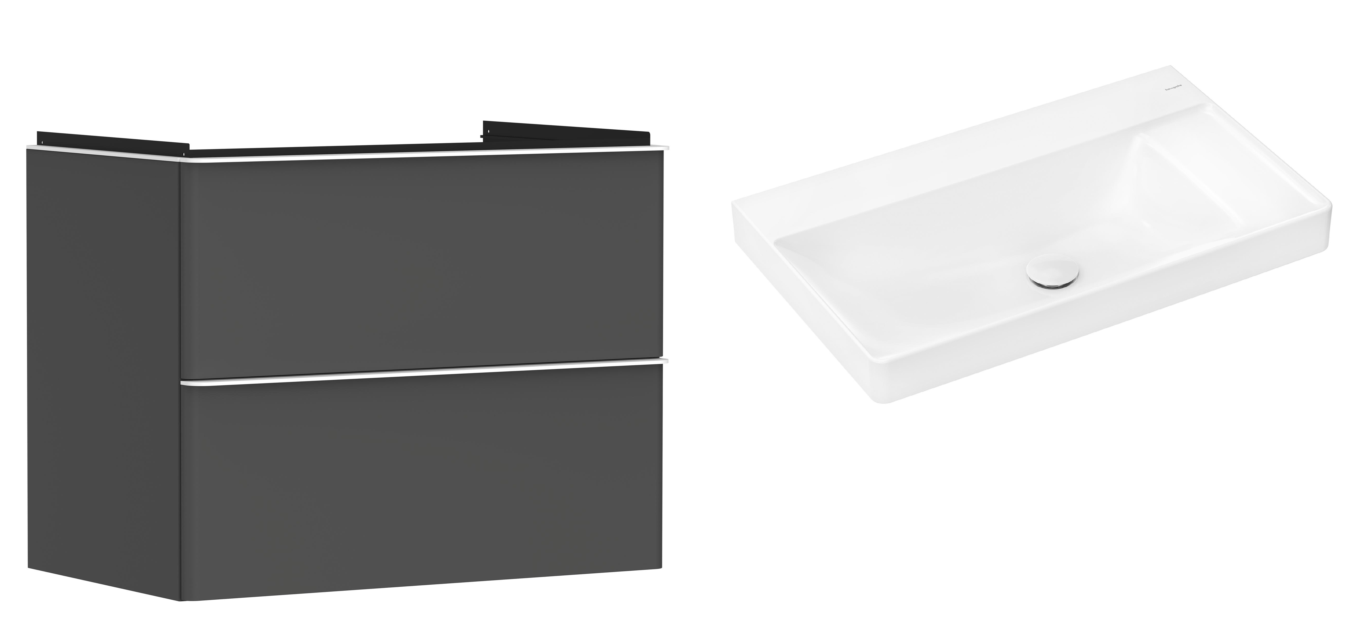 Hansgrohe Xelu Q szafka wisząca z umywalką 80x48 cm szary diament mat/biały mat/biały (54028700, 61026450)
