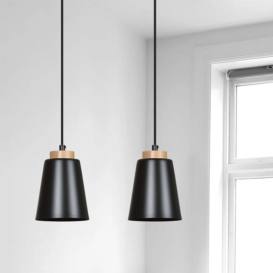 Emibig Bolero lampa wisząca 1x15 W czarna-drewno 442/1