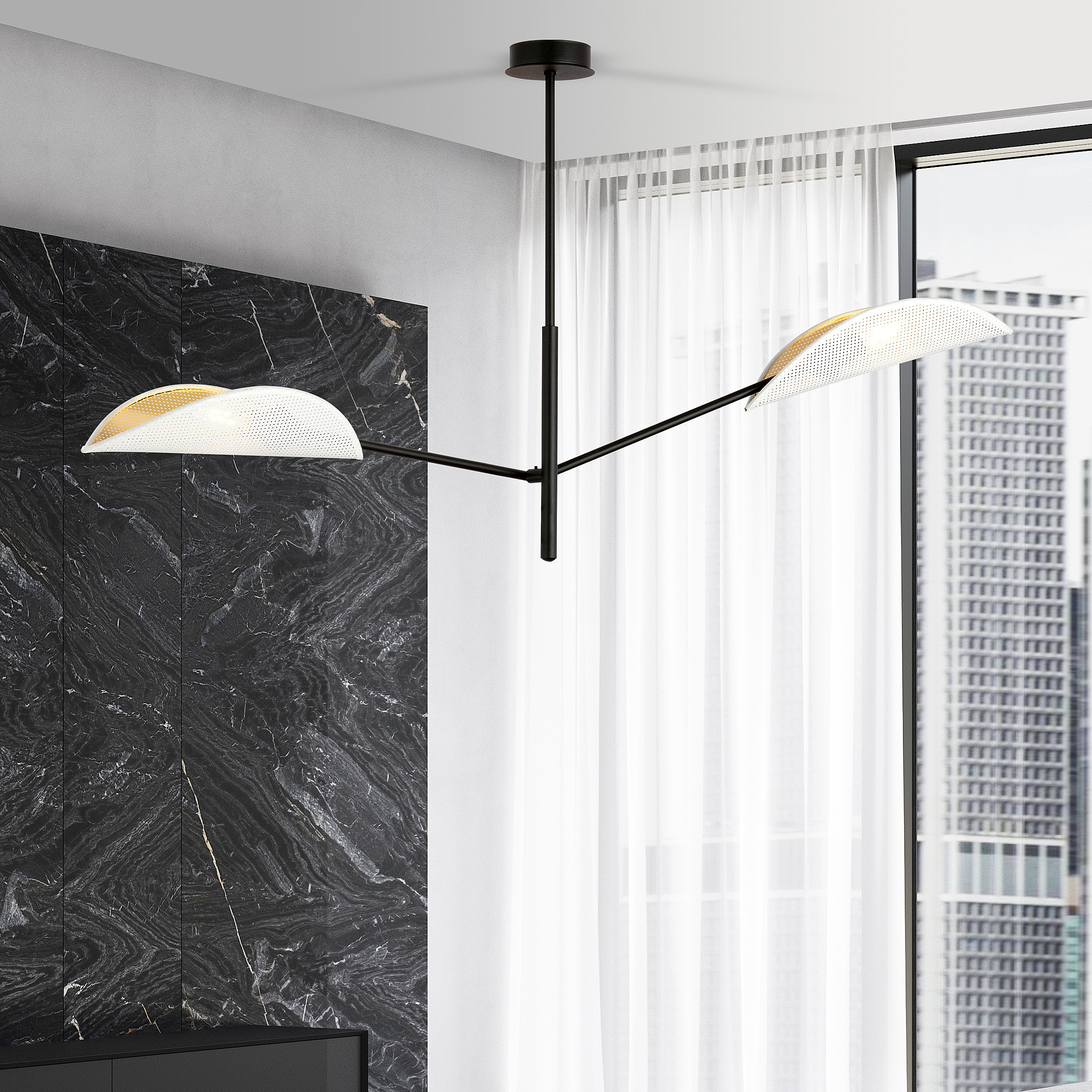 Emibig Vene lampa podsufitowa 2x10 W biała-czarna-złota 1159/2